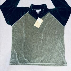 Sport Saavy Green Velvet Long Sleeve Top